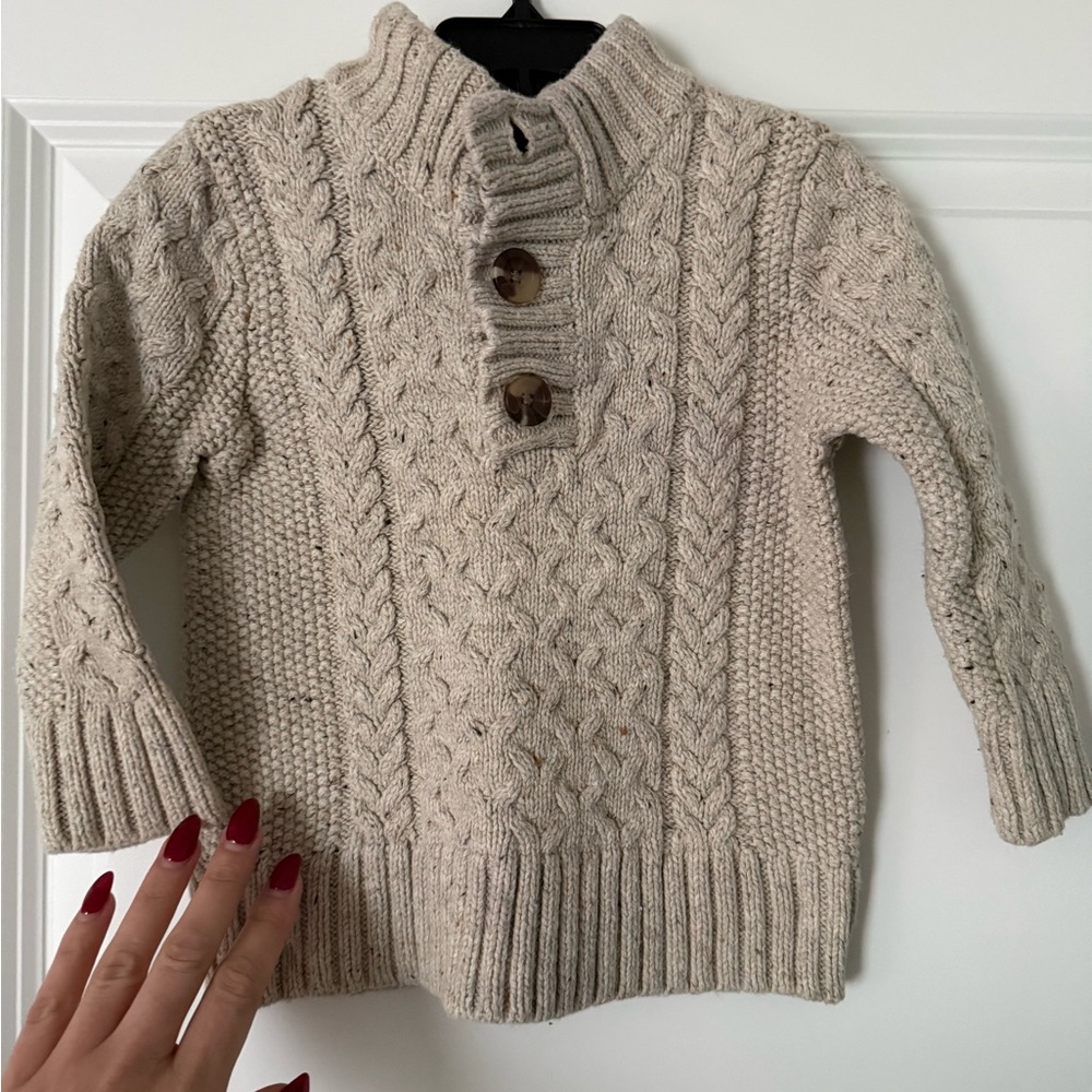 Cat & Jack Cream Button-Up Knit Sweater